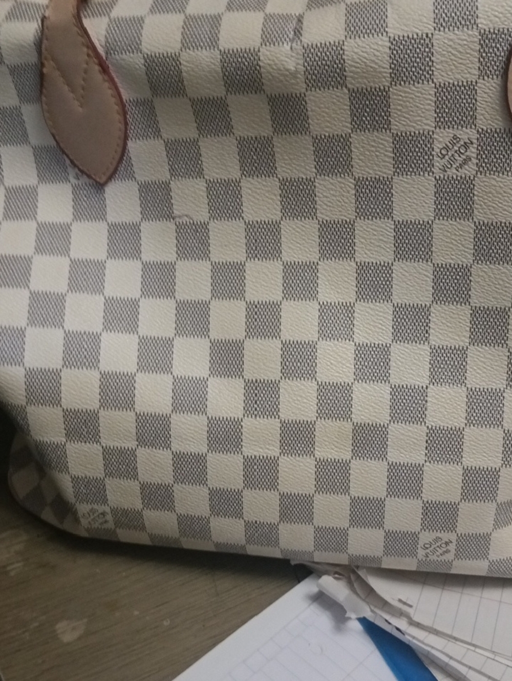 Louis Vuitton Damier Azur Canvas Tote in Cream and Light Gray